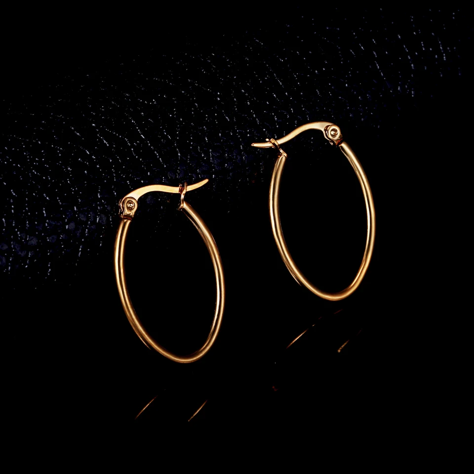 Круглые Серьги обруч гладкие серьги в стиле панк простые с прозрачными круглыми