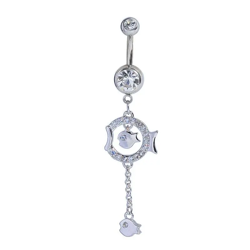 WT Gold Plated Stainless Barbell Body Piercing Gem Tops Dangle Twinkle Stars Starfish Belly Rings Jewelry Navel Studs Girls BJ36 |