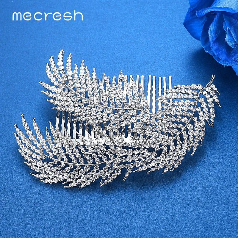 Mecresh персонализированные Перья Кристалл Свадебные аксессуары для волос