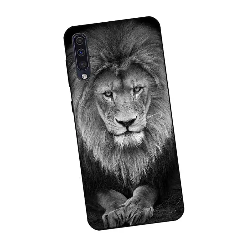 P109 Lion Black Silicone Case For Samsung Galaxy A6 A7 A8 A9 A10 A30 A40 A50 A60 A70 A80 A90 5G A20E Plus |