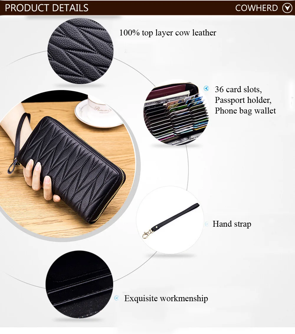RFID Для женщин 36 держатель для карт бумажник Genuinw из коровьей кожи женские длинные клатч женская кожаная обувь Элитный бренд монета с денежной сумкой кошелек