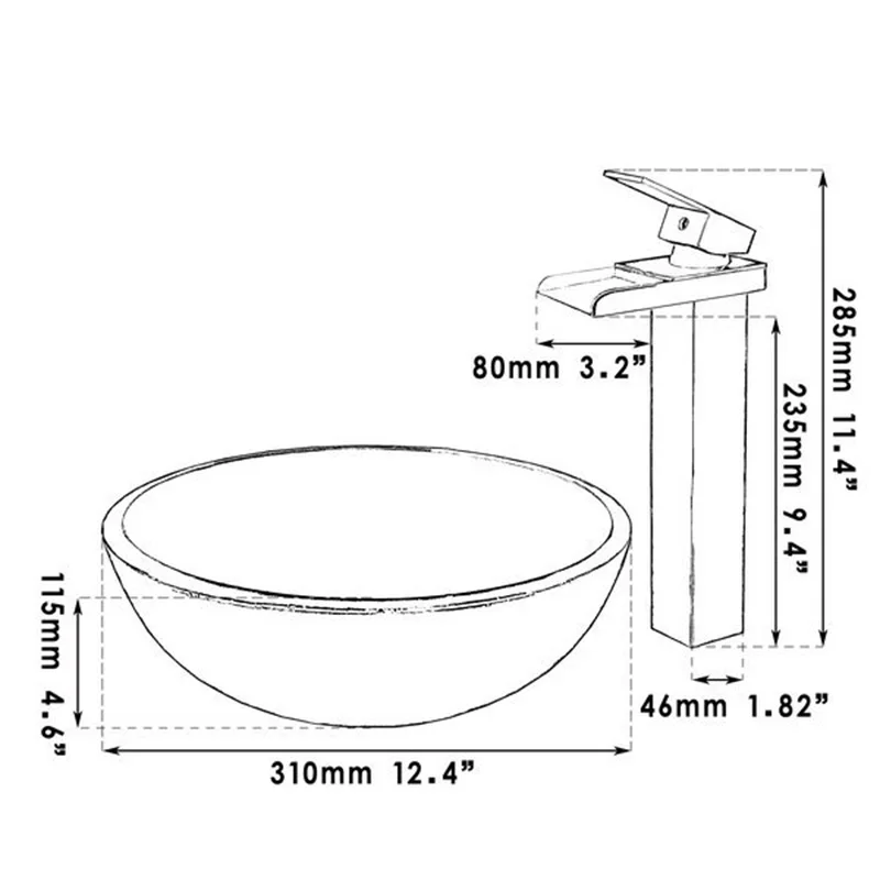 KEMAIDI Contemporary Transparent Tempered Glass Round Wash Basin Vessel Sink With Chrome Bathroom Faucet Set&ampDrain | Обустройство