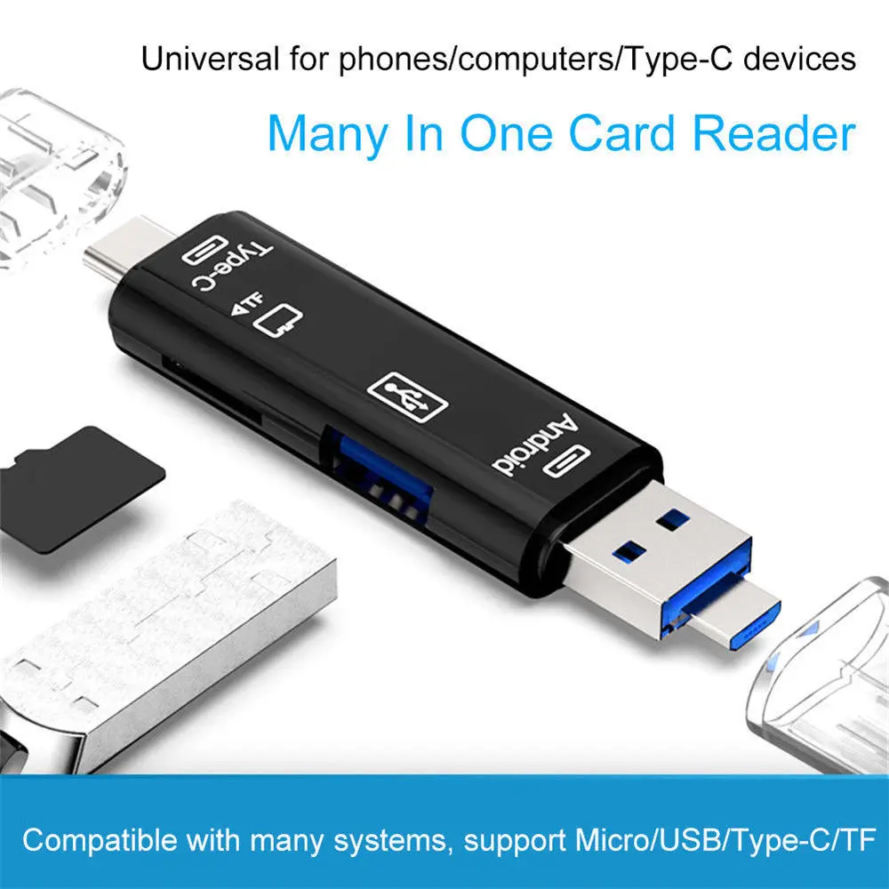 5 в 1 OTG кардридер Тип C и Micro USB флэш накопитель высокоскоростной USB2.0 универсальная