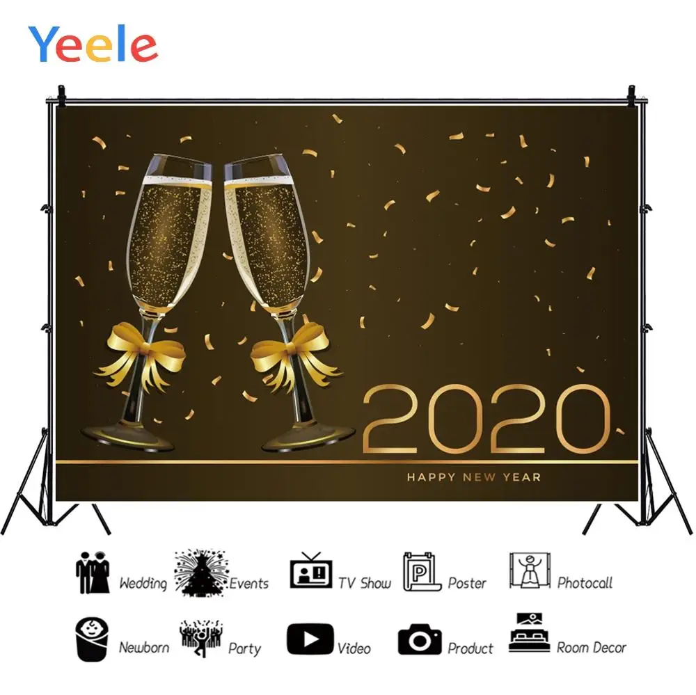 Yeele счастливый новый год развеселить 2020 вино упали ленты фотографии фоны