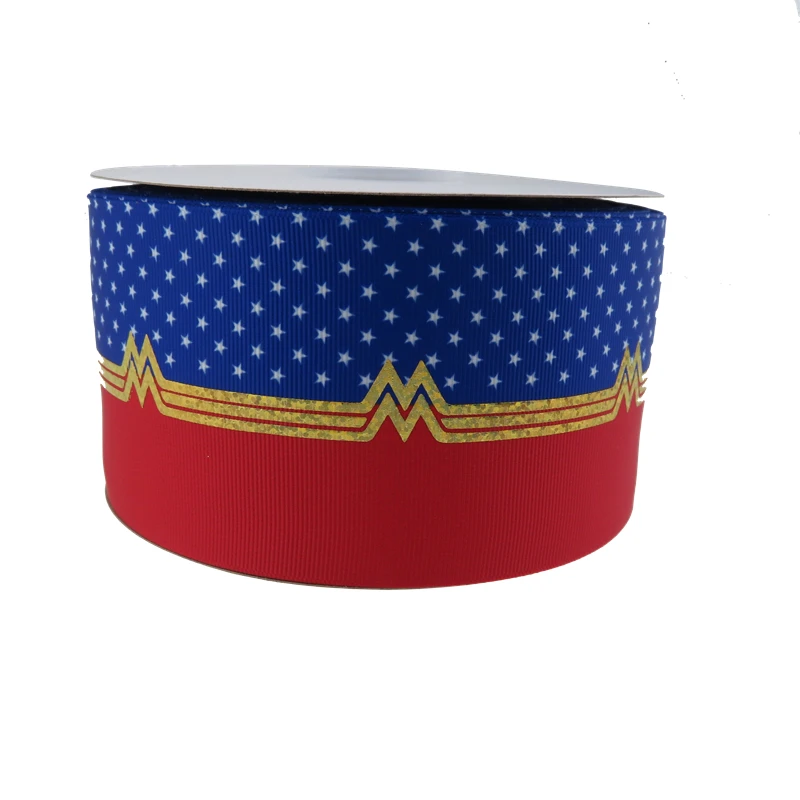 Бесплатная доставка 3 дюйма 75 мм 100% полиэстер Wonder Man голограмма Grosgrain лента для