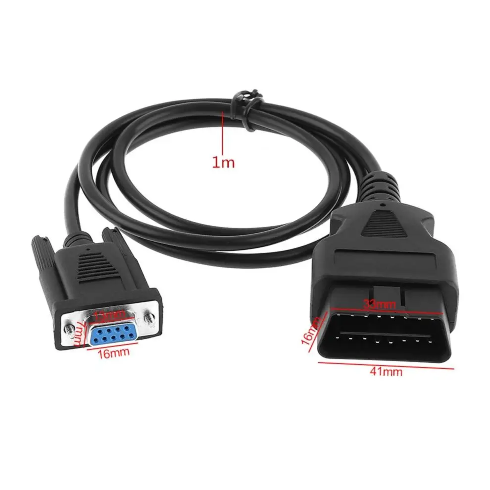 OBD II 16 контактный штекер для DB9 RS232 1 м автомобильный Удлинительный кабель