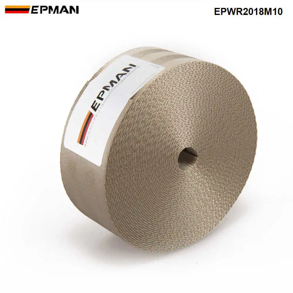 Beige EPMAN L: 10 м гоночный ремень безопасности 4,8 см* 10 м тканевый ремень безопасности для автомобиля аксессуары epsr2018m10 - Название цвета: Beige