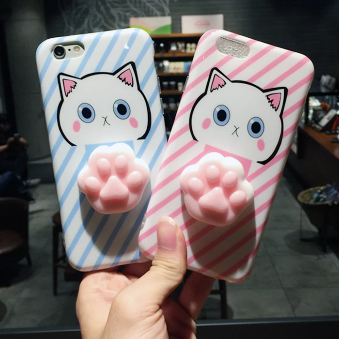Мягкий чехол 3D кошачья лапа для iphone 6 S милый 6S Plus Модный Полосатый Узор мультяшный