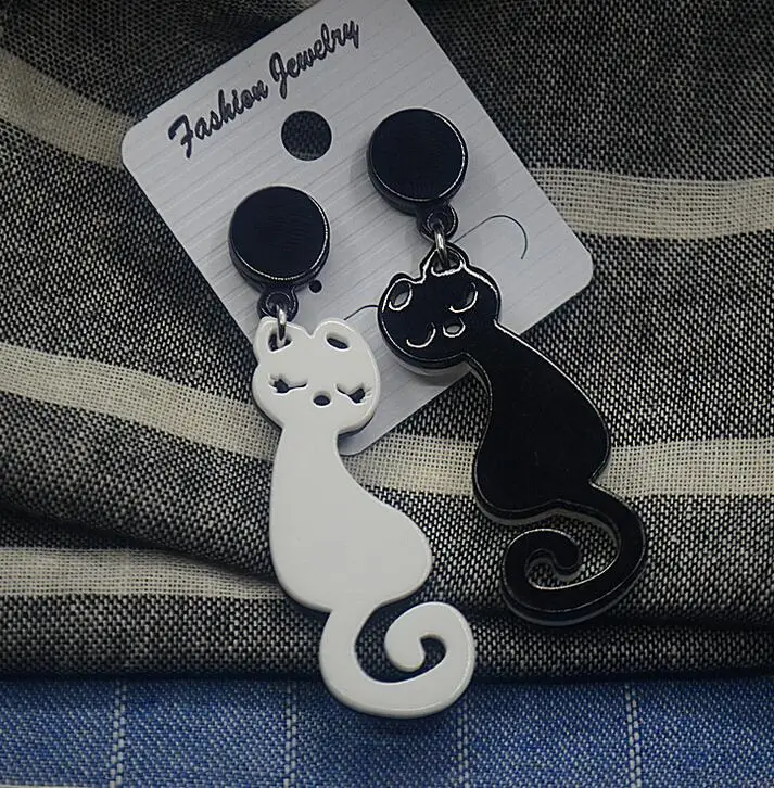 Личные гиперболы звезда черный белый кот питомец висячие серьги хип-поп панк