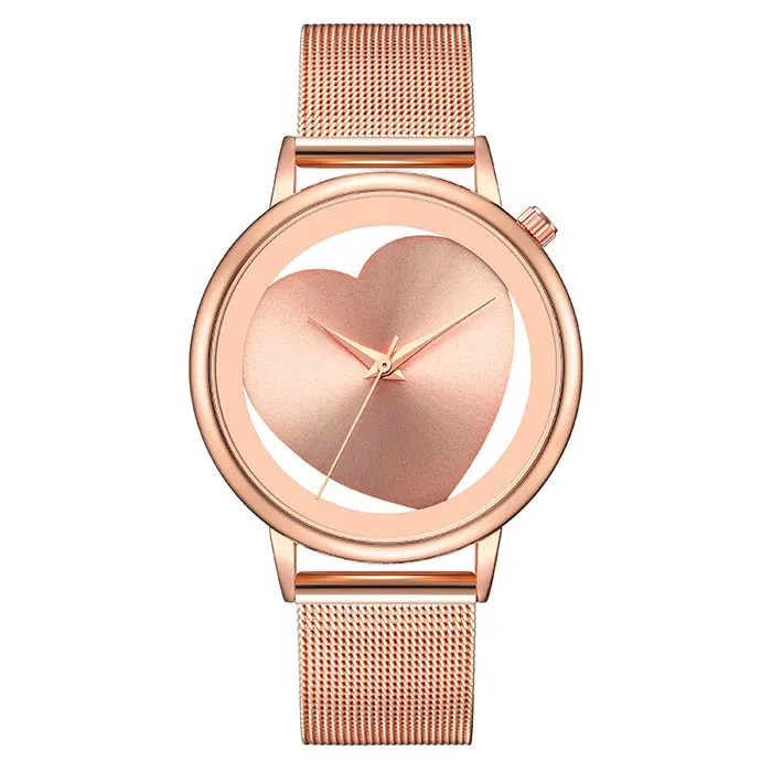 Steel Rose Gold Женские часы кварцевые полые Аналог Нержавеющей стали сетчатый ремешок Розовое золото роскошный бренд дизайн наручные часы модное платье Новинка - Цвет: Steel Rose Gold