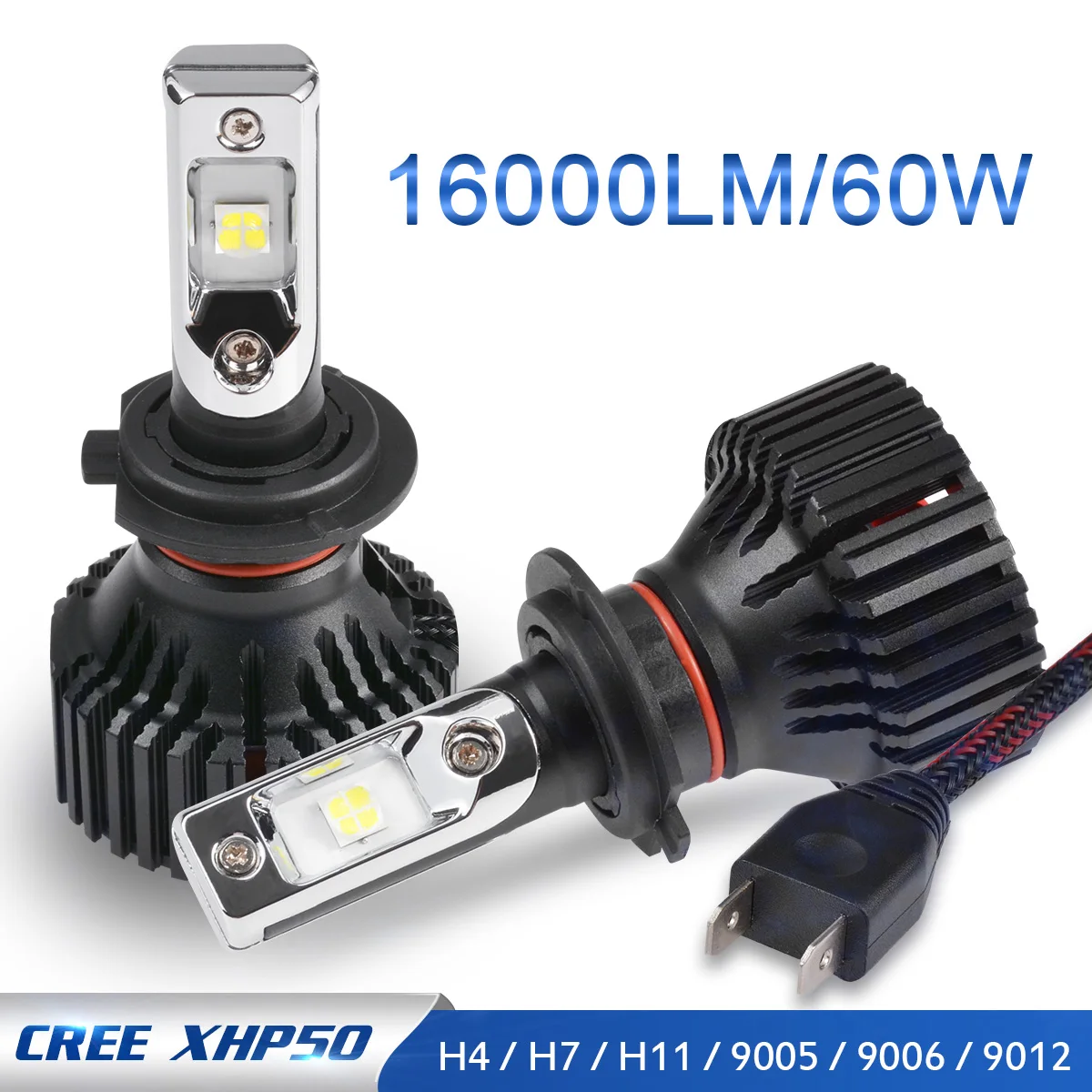 Светодиодный головной светильник Katur 2 шт. H7 XHP50 60 Вт 16000Lm H4 H11 H16 H13 PSX24W PSX26W P13 9007 9004 9006