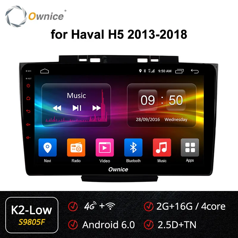 Ownice K3 K5 K6 Android 8,1 автомобильный dvd-плеер gps для Great wall Haval Hover H5 H3 2013- аудио Автомагнитола 360 панорама DSP 4G - Цвет: S9805 K2-Low