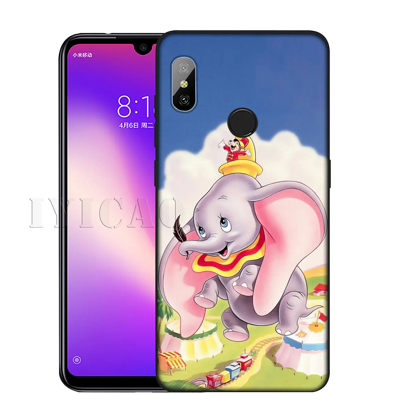IYICAO Dumbo Cute elephant Soft Silicone Phone Case for Xiaomi Redmi K30 K20 8A 7A 6A 5A S2 GO Note 8 8T 7 5 6 Pro Cover |