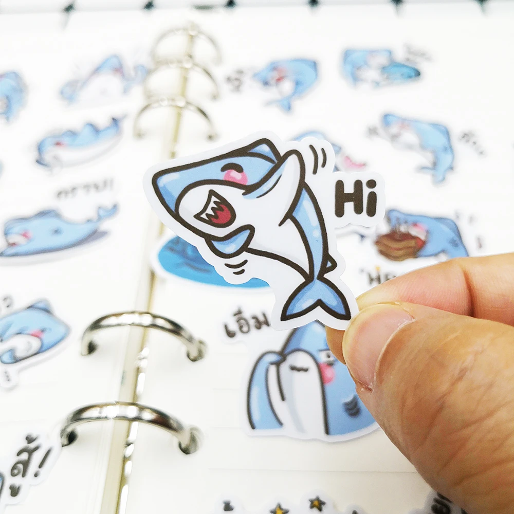 20/40 шт. Kawaii Забавный наклейка в виде акулы граффити тапочки в виде персонажа аниме Скрап Бумага украшения для самодельного изготовления альбом случайный не повторяются