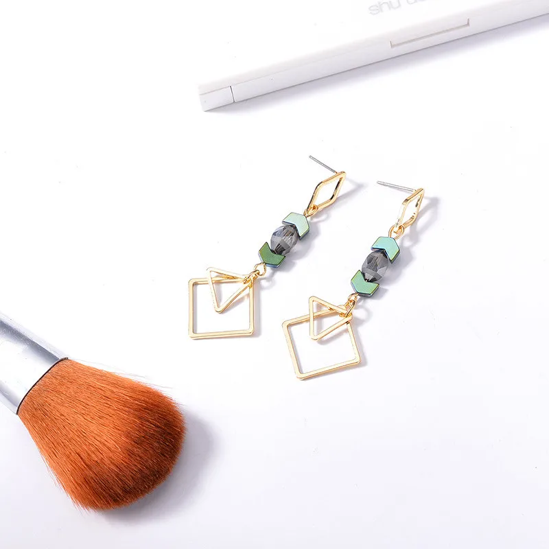 NJ Handmade Original Jewelry Retro Hollow Geometric Triangle Crystal Drop Earrings for women Free Shipping | Украшения и