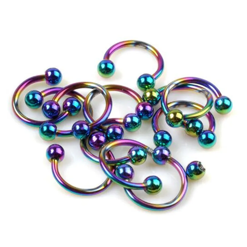 5 шт. Цветные Кольца изогнутой формы для носа губ бровей сосков из титановой стали