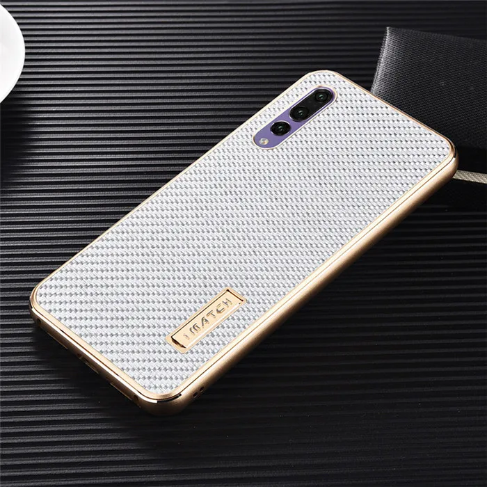 Роскошные Алюминий металл+ Реальные углеродного волокна Слои чехол для Huawei P20/P20 Pro Жесткий защиты задняя крышка для Huawei P20 Pro чехлы - Цвет: white silver