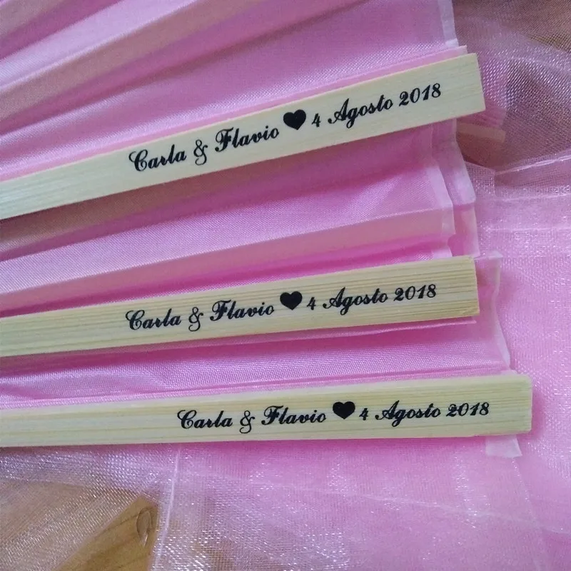 150 шт Персонализированные Свадебные Шелковый веер индивидуальные печатные