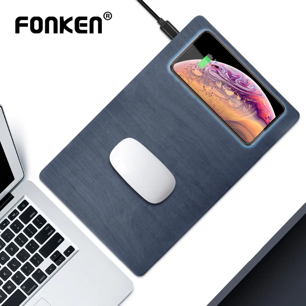FONKEN Беспроводное зарядное устройство коврик для мыши Qi 5 Вт 10 USB Беспроводная
