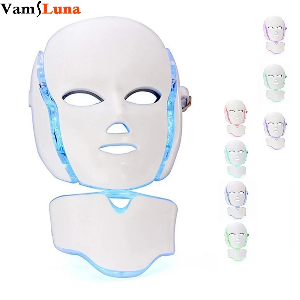 Светодиодная LED Маска для лица и шеи 7 цветов