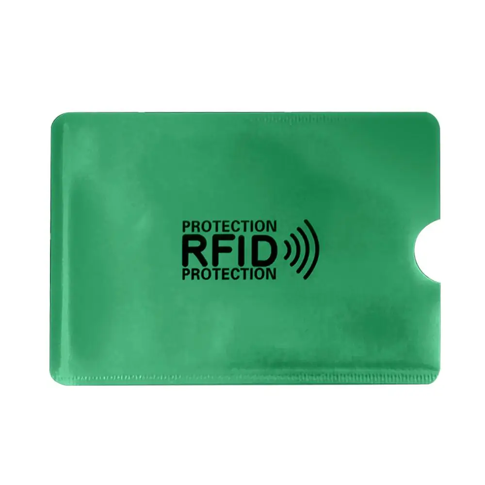 2 шт Анти Rfid считыватель замок кошелек Блокировка Кредитные ID-карты держатель банк защитный Алюминиевый металлический корпус для карт Поддержка NFC 6,2*9,2 см - Цвет: Зеленый