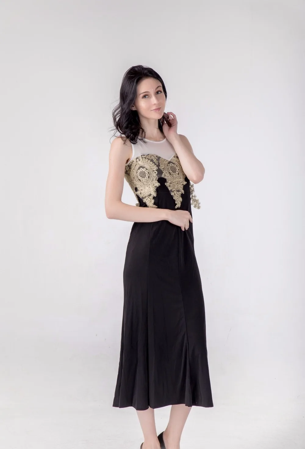 Applique sexy summer European and American fashion women's back hollow perspective fishtail dress package hip AL836 | Женская одежда