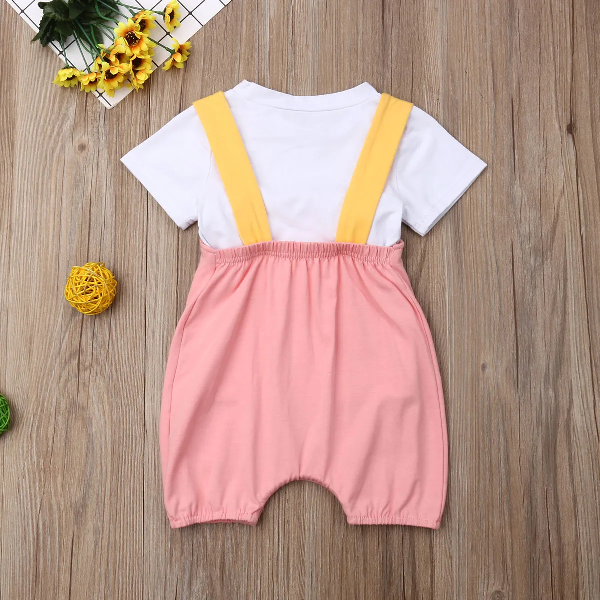 3pcs New Infant Kids Baby Girls Boys Clothes Sets Solid T-Shirts Tops+Overalls Shorts+Hats Cartoon | Детская одежда и обувь