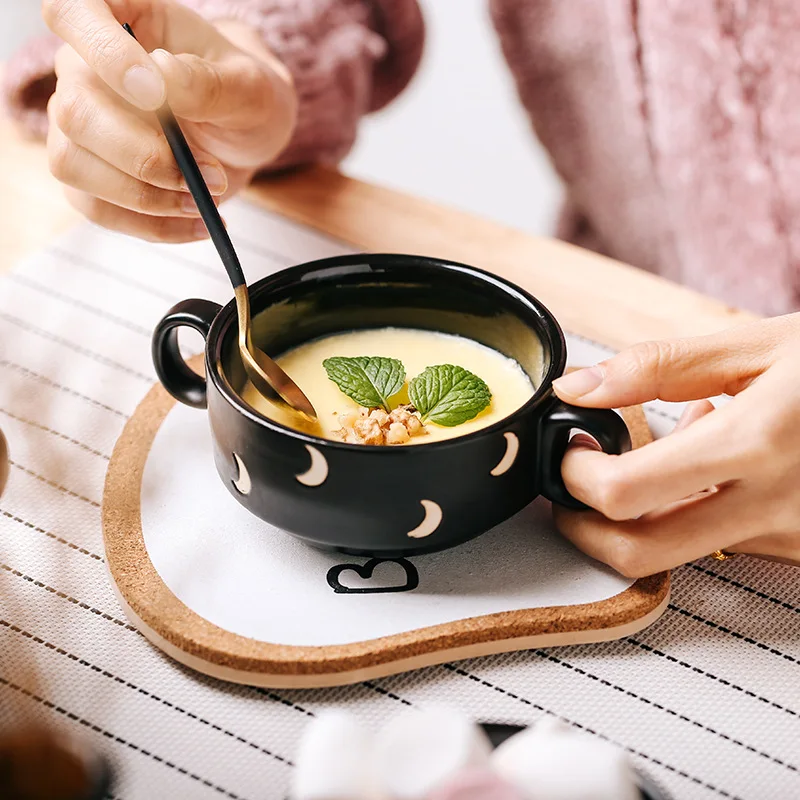 4 шт. черная керамическая чашка для супа миска завтрака молоко и злаки десертная