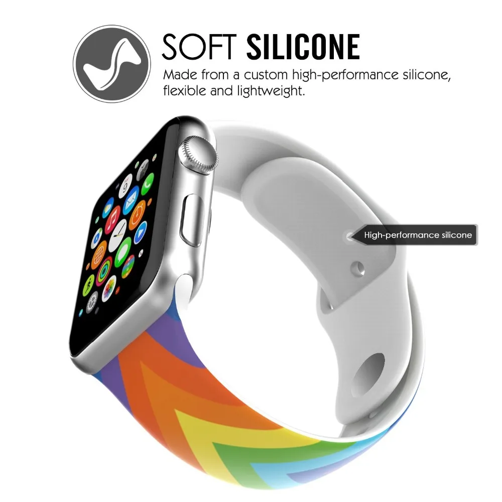 Хорошее качество 10 шт./лот Звезды и Полосы силиконовый ремешок для часов apple watch