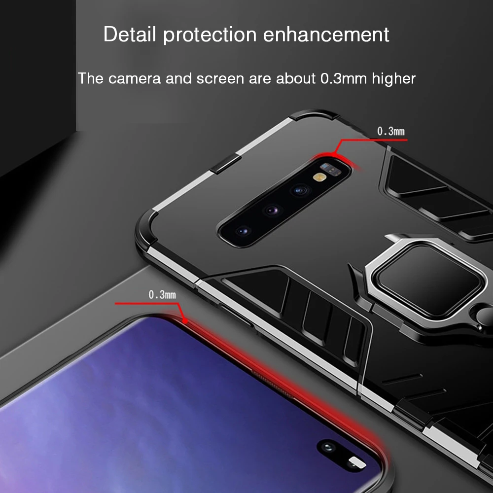 Heyytle Armor Shockproof Case For Samsung Galaxy S9 S8 Plus S7 edge A5 S10 Metal Magnet Ring Holder Note 8 9 Cover |