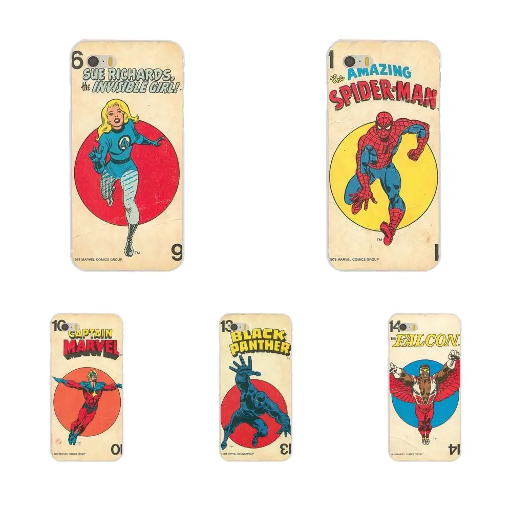 Marvel Super Heros Poker Card Тор Железный человек ТПУ чехлы Капа для Apple iPhone 4 4S 5 5C 5S SE 6 6S 7 8 Plus X