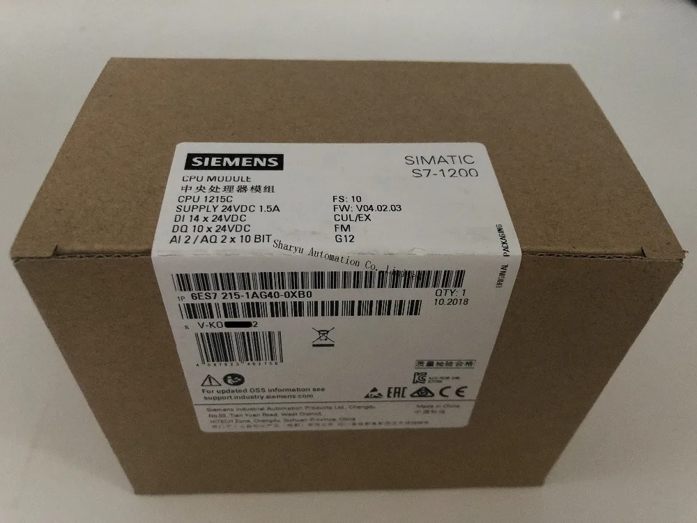 Оригинальный SIMATIC S7 1200 CPU модуль 6ES7215 1AG40 0XB0 1215C компактный 6es7215 1ag40 0xb0 2 PROFINET порты на