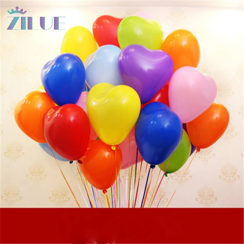 

Zilue 100Pcs/lot 2.2g 12inch Festival Balloon Wedding Birthday Party Baloons Aniversario Decor Air Balloons Love Heart Shape