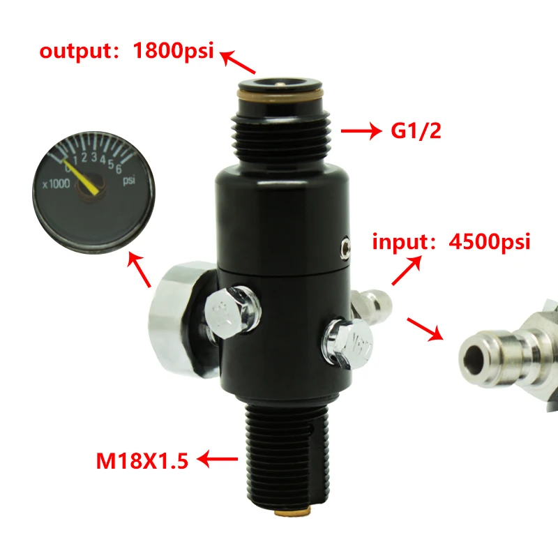 Нить M18X1.5 4500psi Пейнтбол hp регулятор воздушного бака с выходным давлением 800psi 1800psi 2200psi