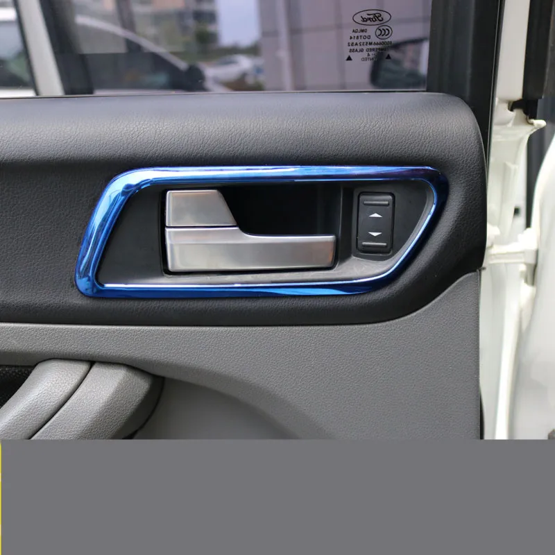 Дверной замок для межкомнатной двери, ручка переключателя рамка для Ford Focus 2009 2010 2011 2012 2013 серебристый синий Нержавеющая сталь 4 шт./компл. AA199