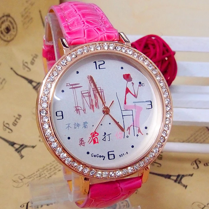 Wholesale women wristwatches ladies rhinestone women's fashion leather strap quartz watch Women watches FSW166 | Наручные часы