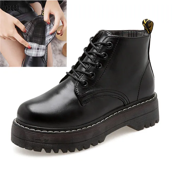 Женские ботинки martens scarpe donna; женские Ботинки martin; botines mujer; ботильоны; женские теплые зимние ботинки на меху с градиентом - Цвет: single black