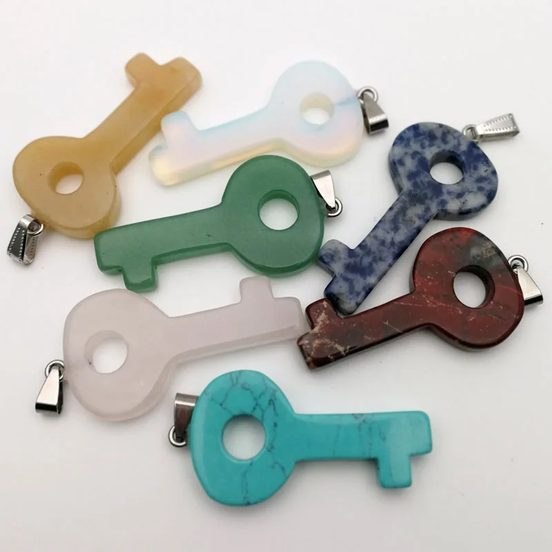 Модные Assotred подвески из природного камня Смешанные Подвески в форме ключа для