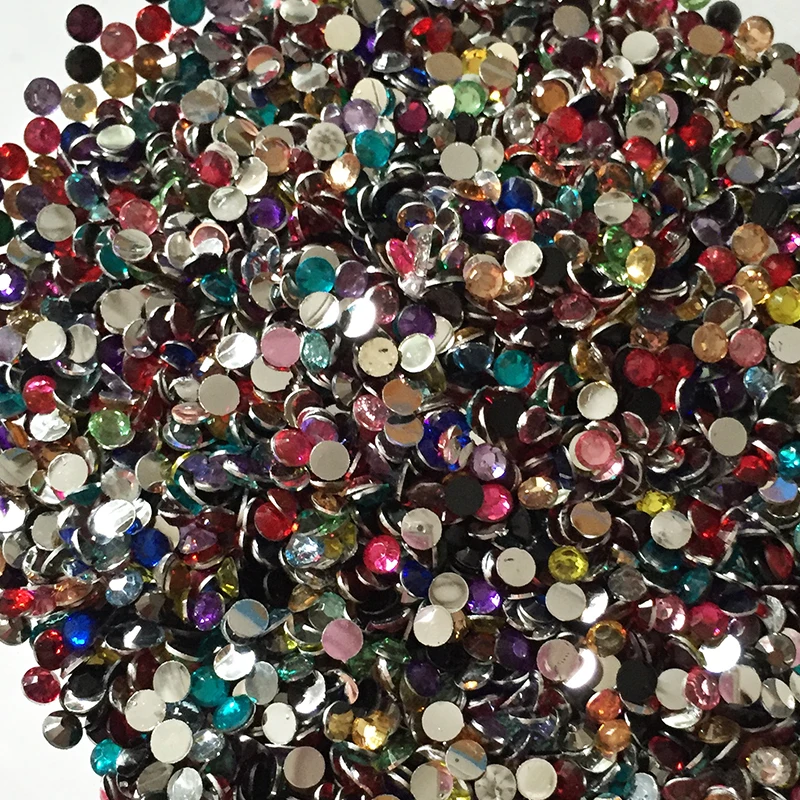 

1000pcs/bag 14 Facets 20 Colors Mixed Resin 2mm 3mm Flat Back Rhinestones Applique Strass Non Hot Fix SS6 SS12