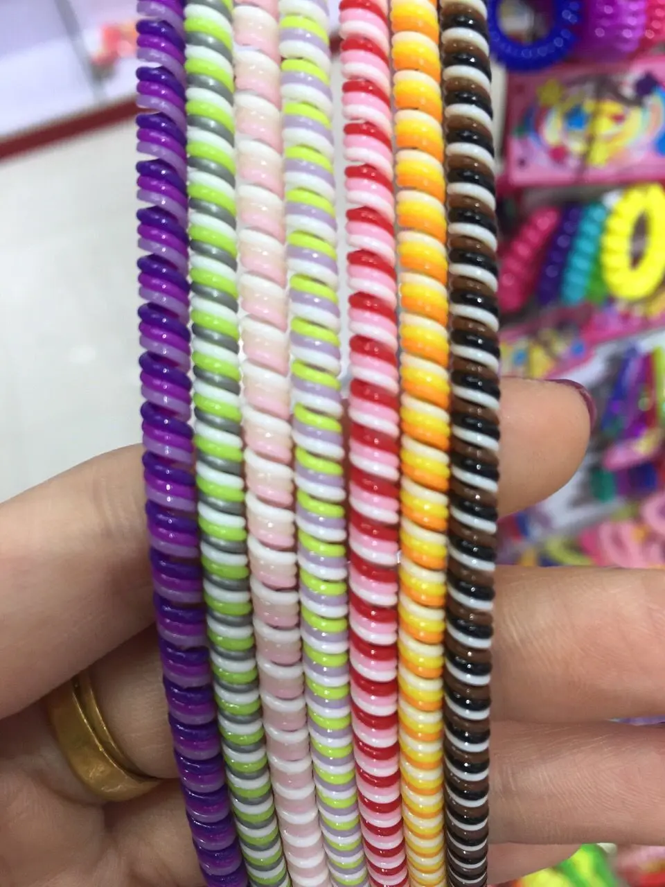 10 шт./лот Новинка три цвета однотонный тпу спиральный USB-кабель для зарядного