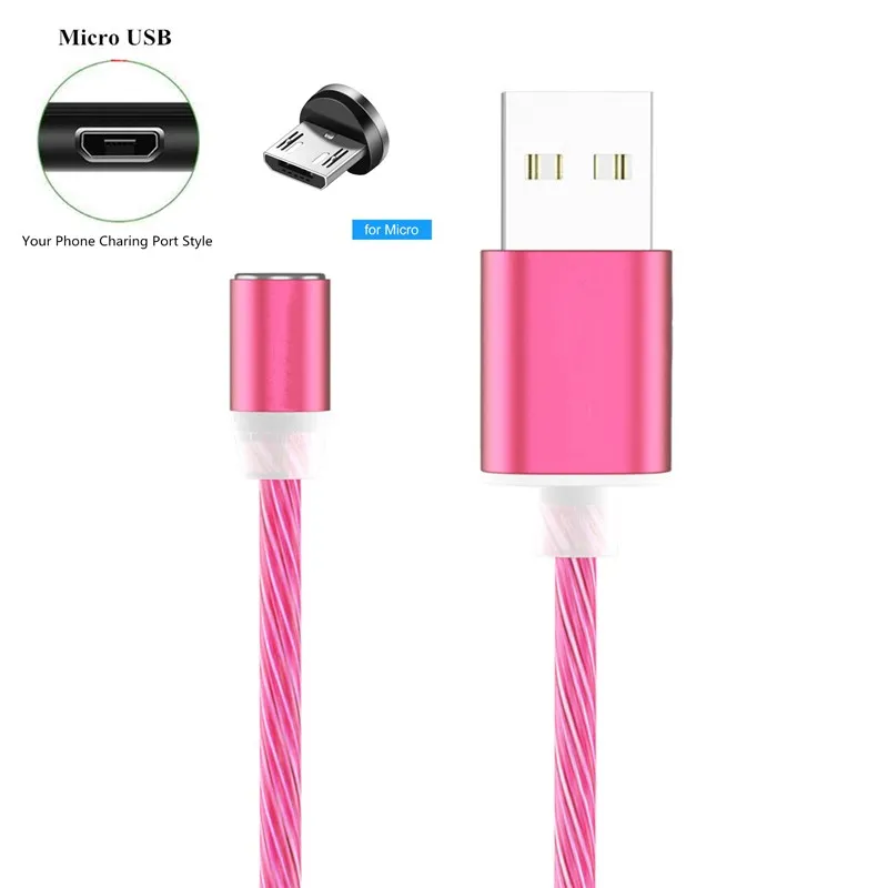 Micro USB светодиодный светящийся Магнитный зарядный кабель для samsung Galaxy J3 J5 J7 Redmi 5 Plus 6A Note 4 4X 5A 6 Pro