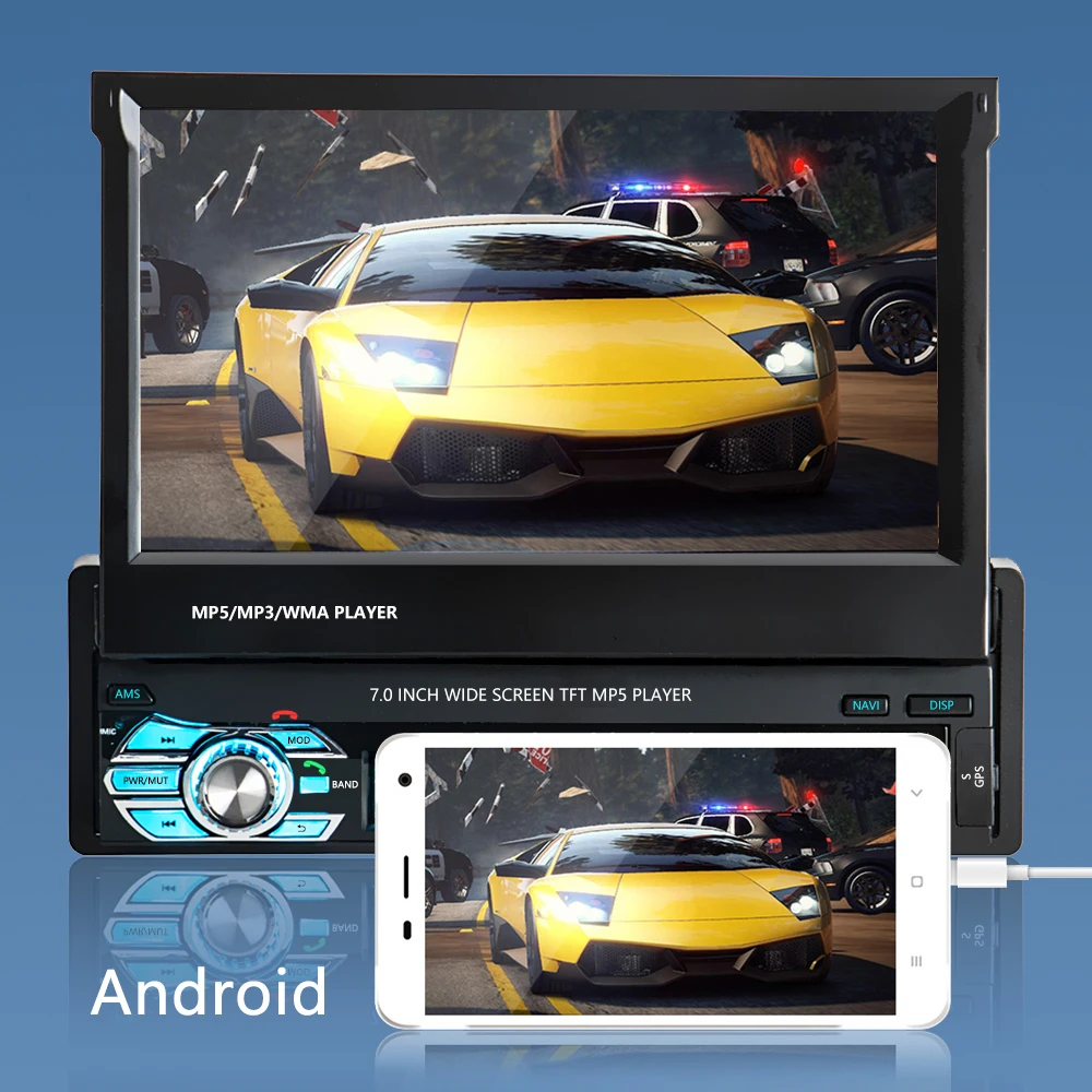 Автомагнитола Camecho с выдвижным экраном стереомагнитола форм-фактора 1DIN радио