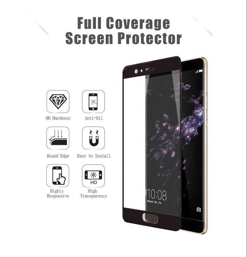 Полное покрытие Экран протектор для huawei P8 P9 P10 lite 2017 P10lite плюс с уровнем твердости