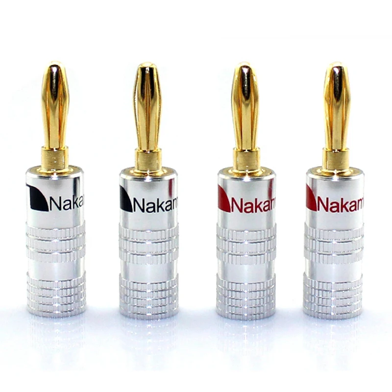 

12-50 шт. HIFI Nakamich Банановый штекер 24K позолоченный медный BFA 4 мм банановый разъем штекер для динамика черный и красный