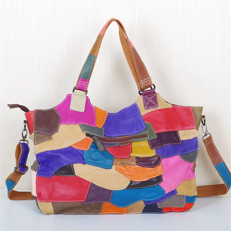 женские Натуральная кожа сумочка с плеча Crossbody сумки Сумка Bolsas Дамы Сращивание