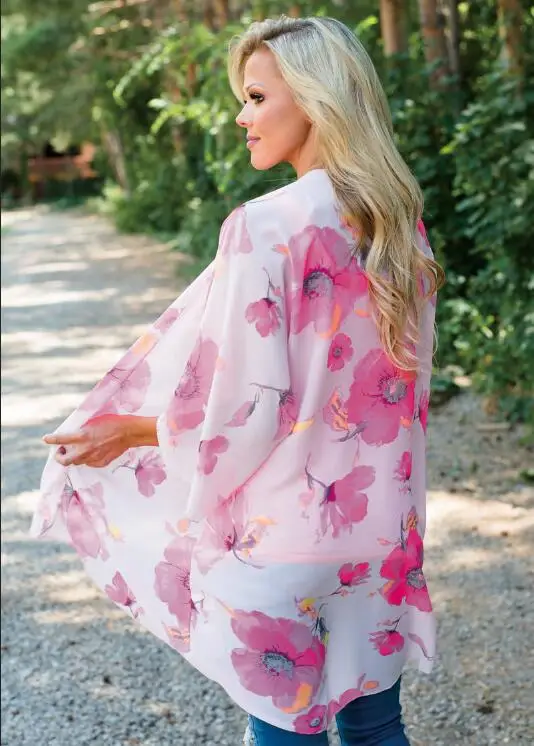 Sexe Mara Print Floral loose casual Womens Kimono Cardigan Shirt Beach Streetwear Top Female Summer elegant Tops and Blouses |