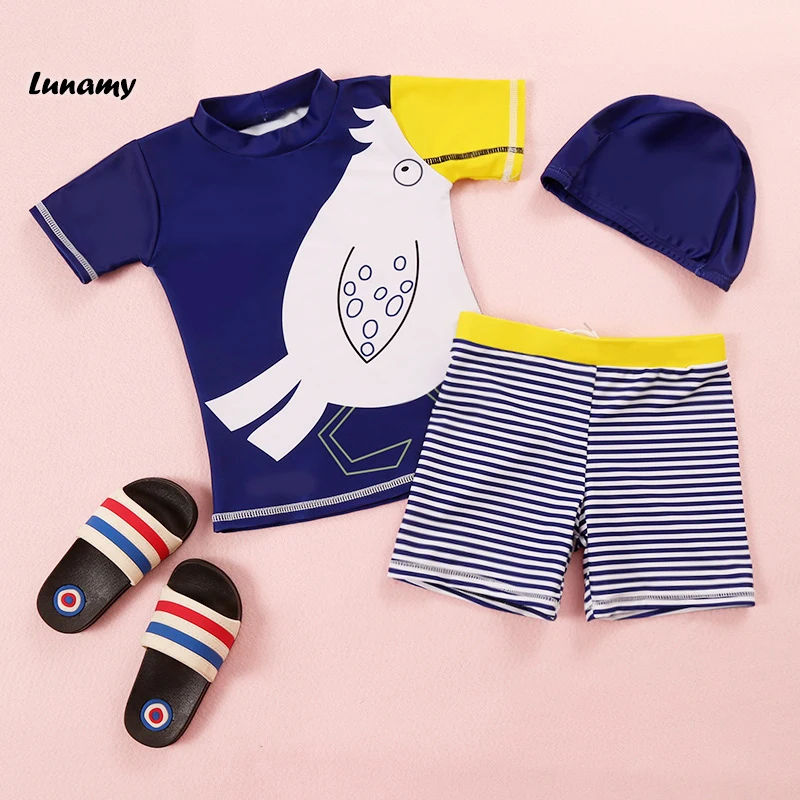 Lunamy/2018 г. новый купальник из двух предметов для мальчиков полосатые штаны с