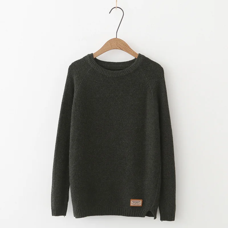 Women pullovers Autumn Winter Women Sweaters And Pullovers Plaid Thick Solid Knitting Sweater Female Loose knitwear - Цвет: Зеленый