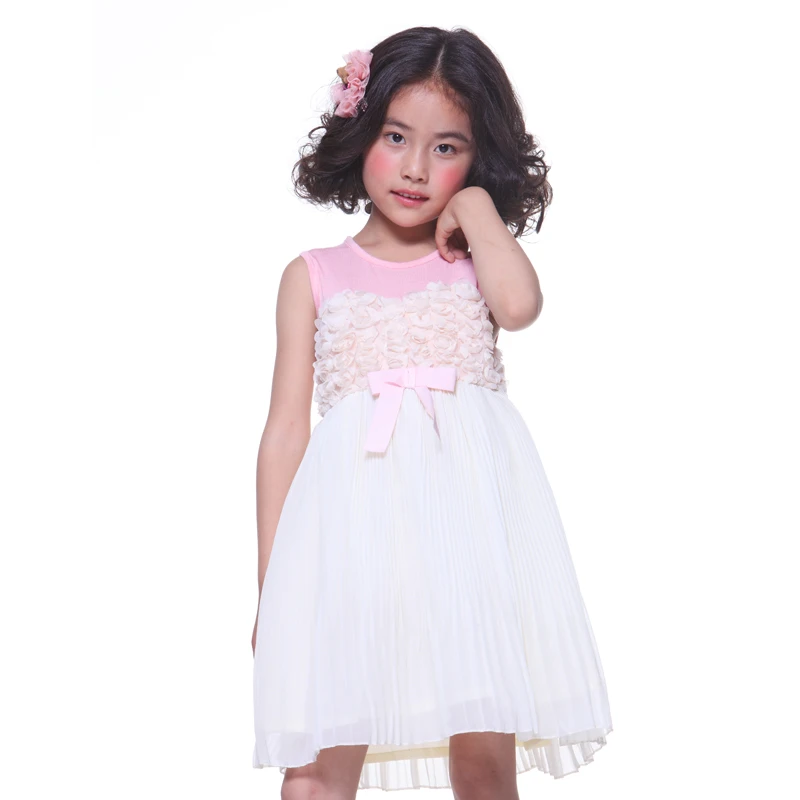 Шифоновое платье для девочек милое вечернее принцессы с цветами в Корейском