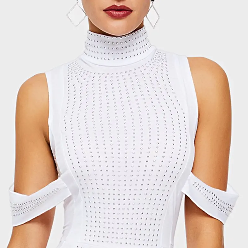 С открытыми плечами сексуальный комбинезон для женщин блестки бисером Сетка